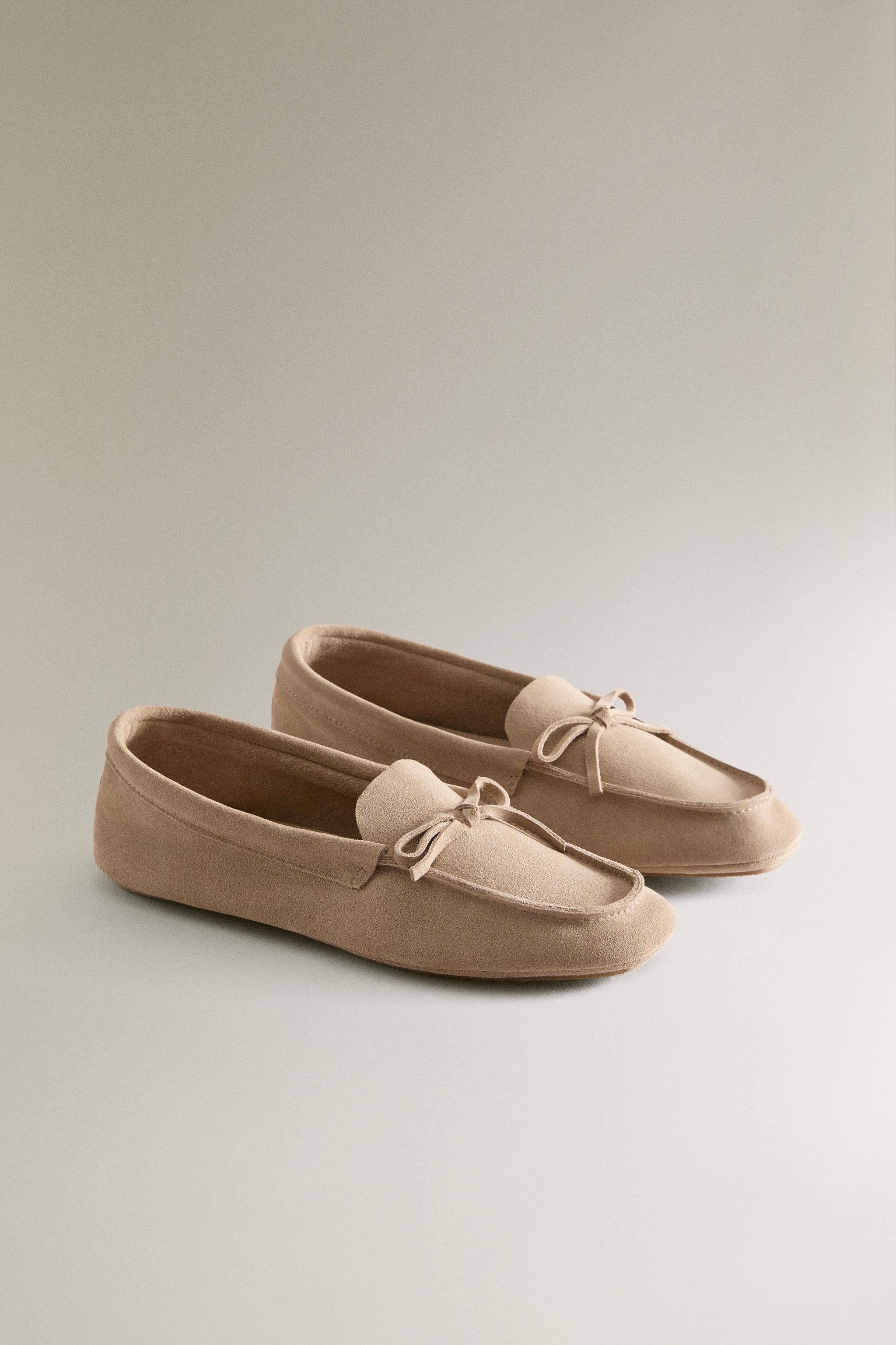 SPLIT LEATHER LOAFER WITH BOW